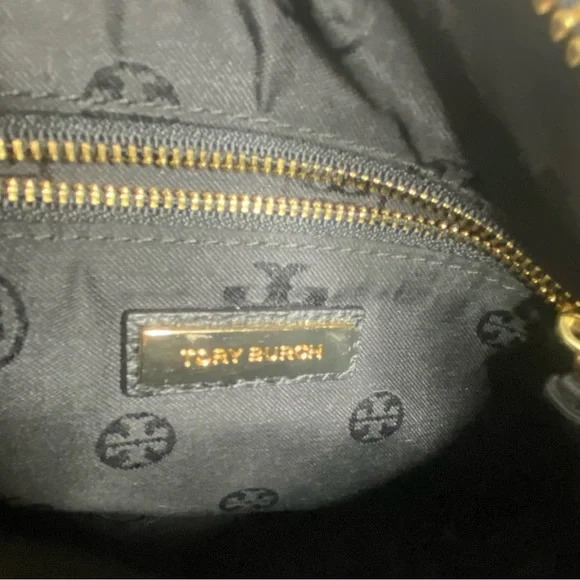 Tory Burch Black Leather Pebbled Crossbody Tassel Bag Purse - Picture 8 of 9